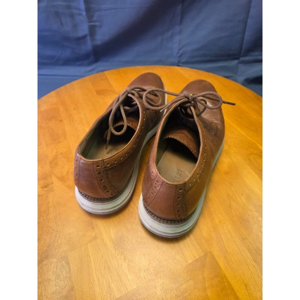 Cole Haan LunarGrand Wingtip Brown Leather Derby Shoes Men's 9.5M - Good